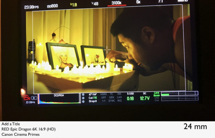 Peter Kim. behind the scenes image for the web series "Queers!" shot by cinematographer Jason Kraynek