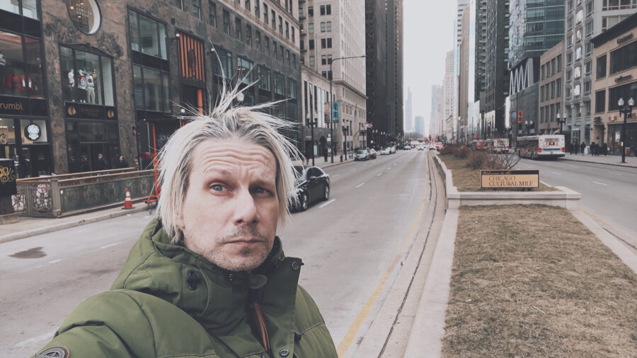 Jason Kraynek. Behind the Scenes downtown Chicago industrial shoot for ACHE.