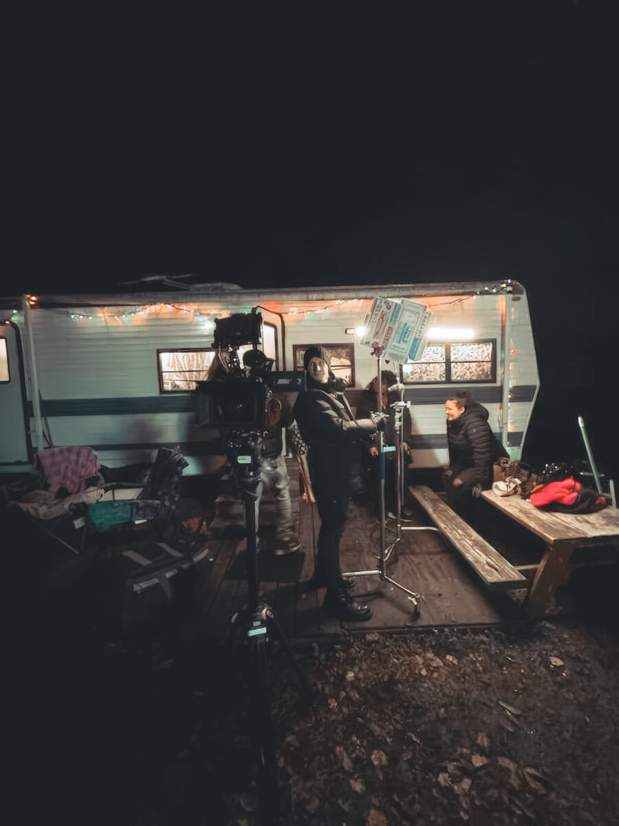 Behind the scenes frame from sci-fi comedy film 'Burger Snap' by Director of Photography - Jason Kraynek.