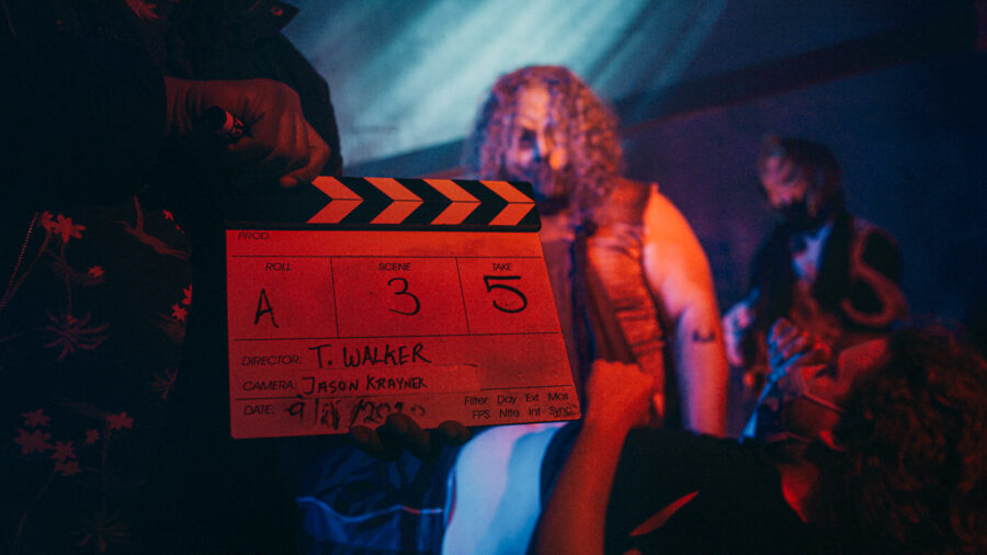 behind the scenes film production shoot as director of photography jason kraynek shoots actors for the CarnEvil Nights commercials