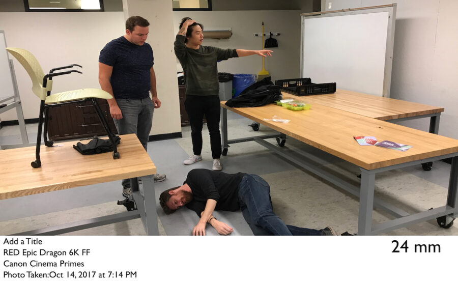 behind the scenes photos from rehearsal and blocking for the short film 'Does it Make a Sound'