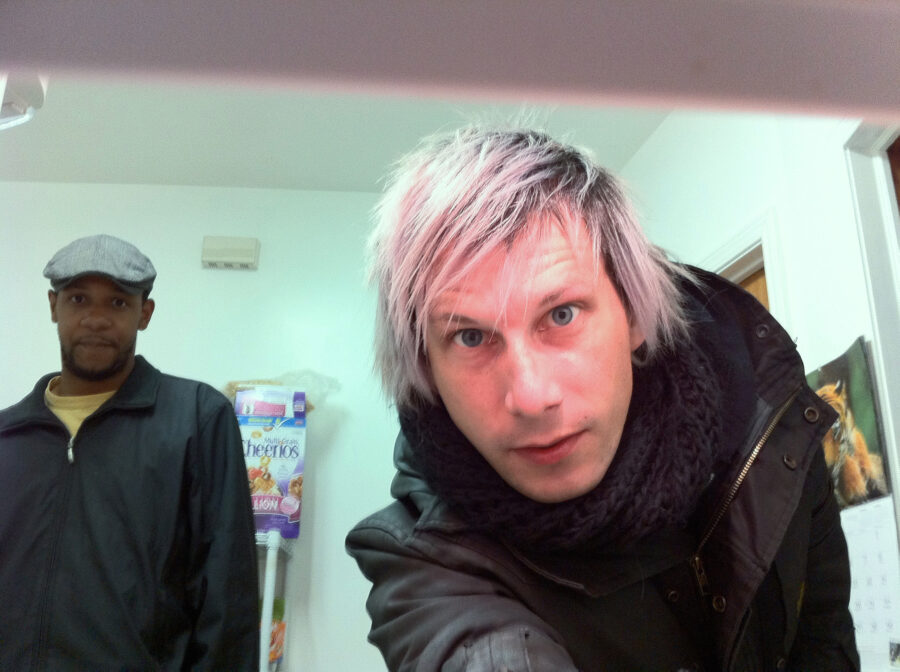 Jason Kraynek and Ethan Henry setting up a inside the fridge shot