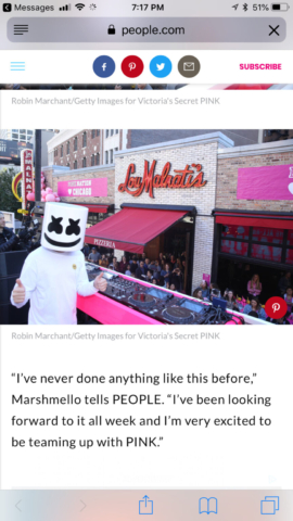 Behind the scenes images from the Marshmello and VS Pink event in Chicago.