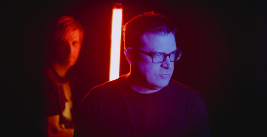 Behind the scenes image of industrial music group [melter] during a 2023 photoshoot with Cinematographer Jason Kraynek.