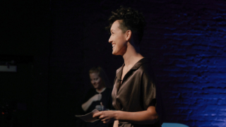 host and speaker onstage for the live series 'Refire' by Beam Suntory