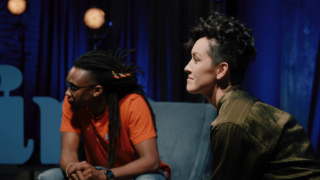 host and speaker onstage for the live series 'Refire' by Beam Suntory