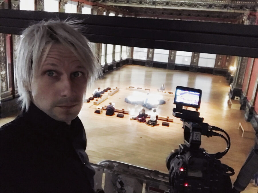 Jason Kraynek. Behind the scenes image from the audio/visual performance 'The Illusion and the Aftermath'.