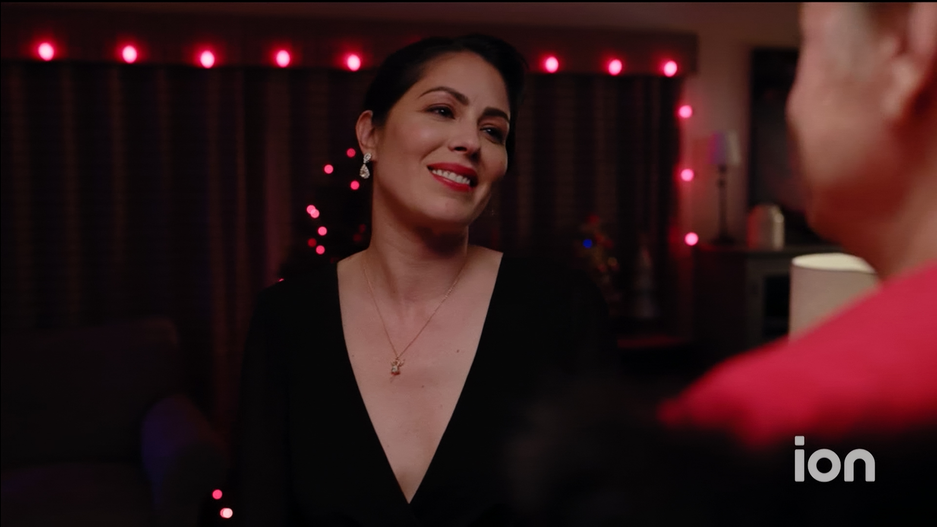 frame of actor Michelle Borth from the ION movie 'the Christmas Thief' by cinematographer Jason Kraynek