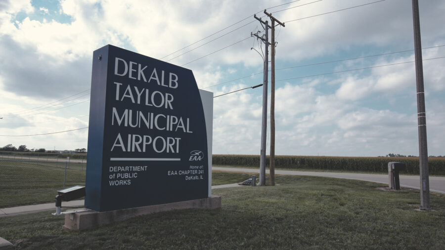 Signage of a airport in Dekalb IL.